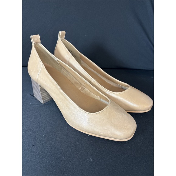 Crown Vintage Shoes - Crown Vintage CV-Clanton Block Heels, Round Toe, Beige, Size 8.5